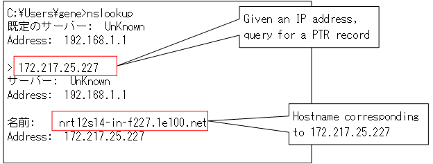  Figure: Example of PTR record query