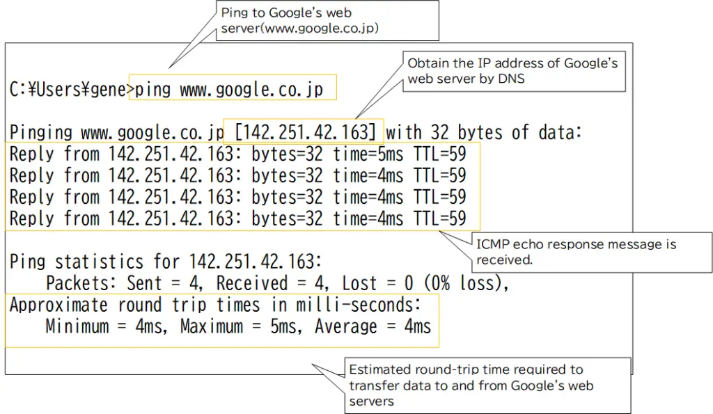  Figure: Ping command sample